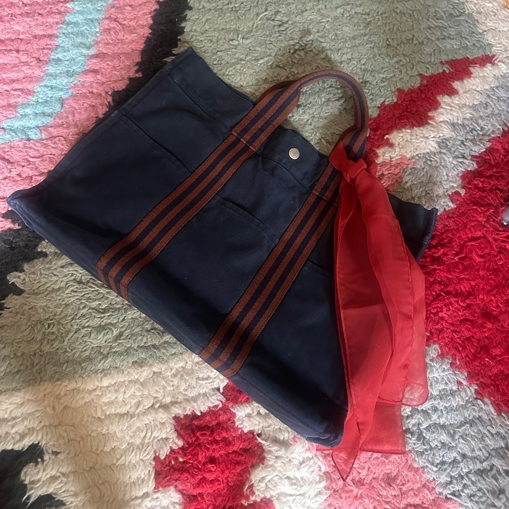 Hermes Navy and Red Tote Bag